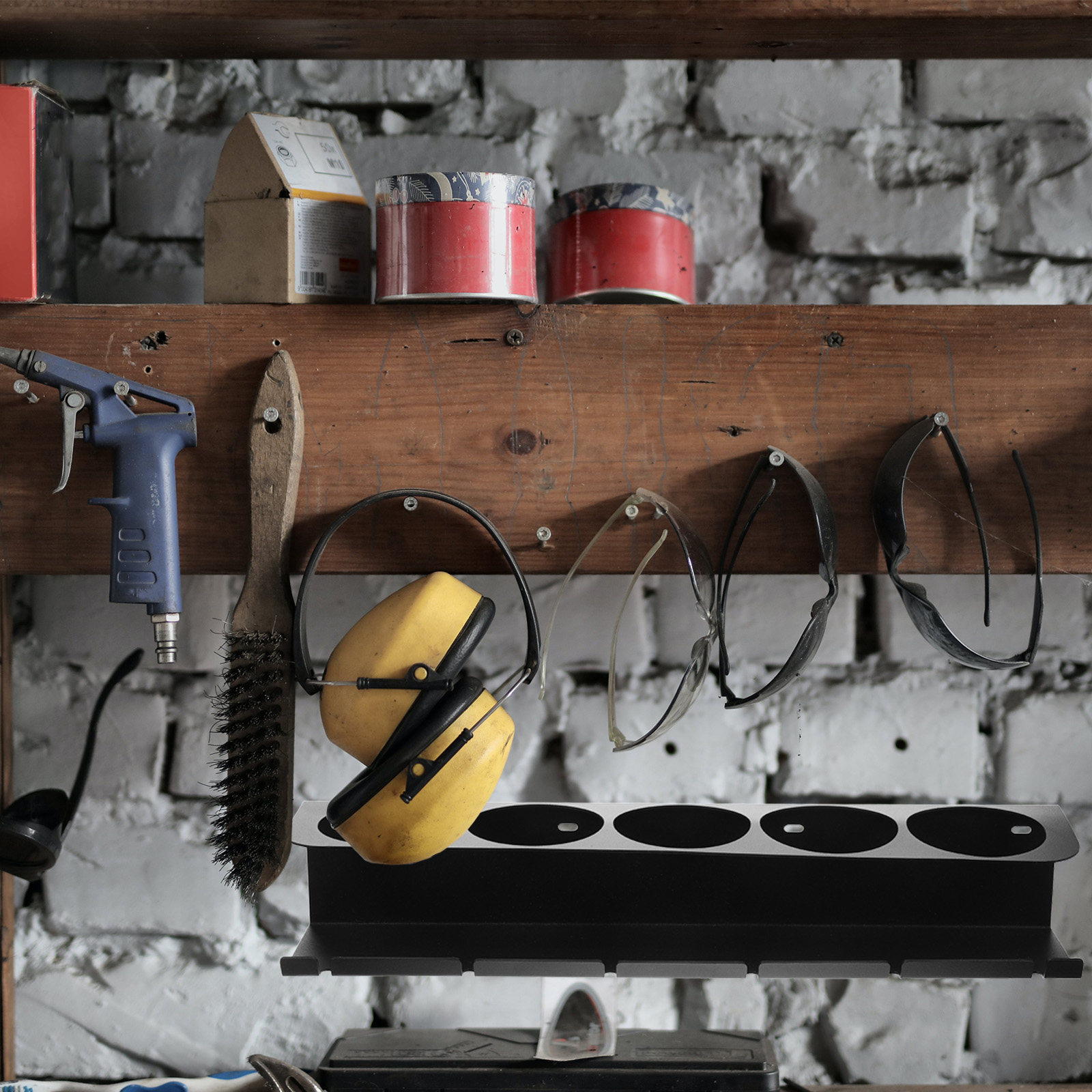Workshop Tools Holder - 頑丈な金属製電動工具用壁掛けオーガナイザーラック1セット、ガレージや作業場の収納に最適、大容量壁掛け工具ホルダー、エアゾール