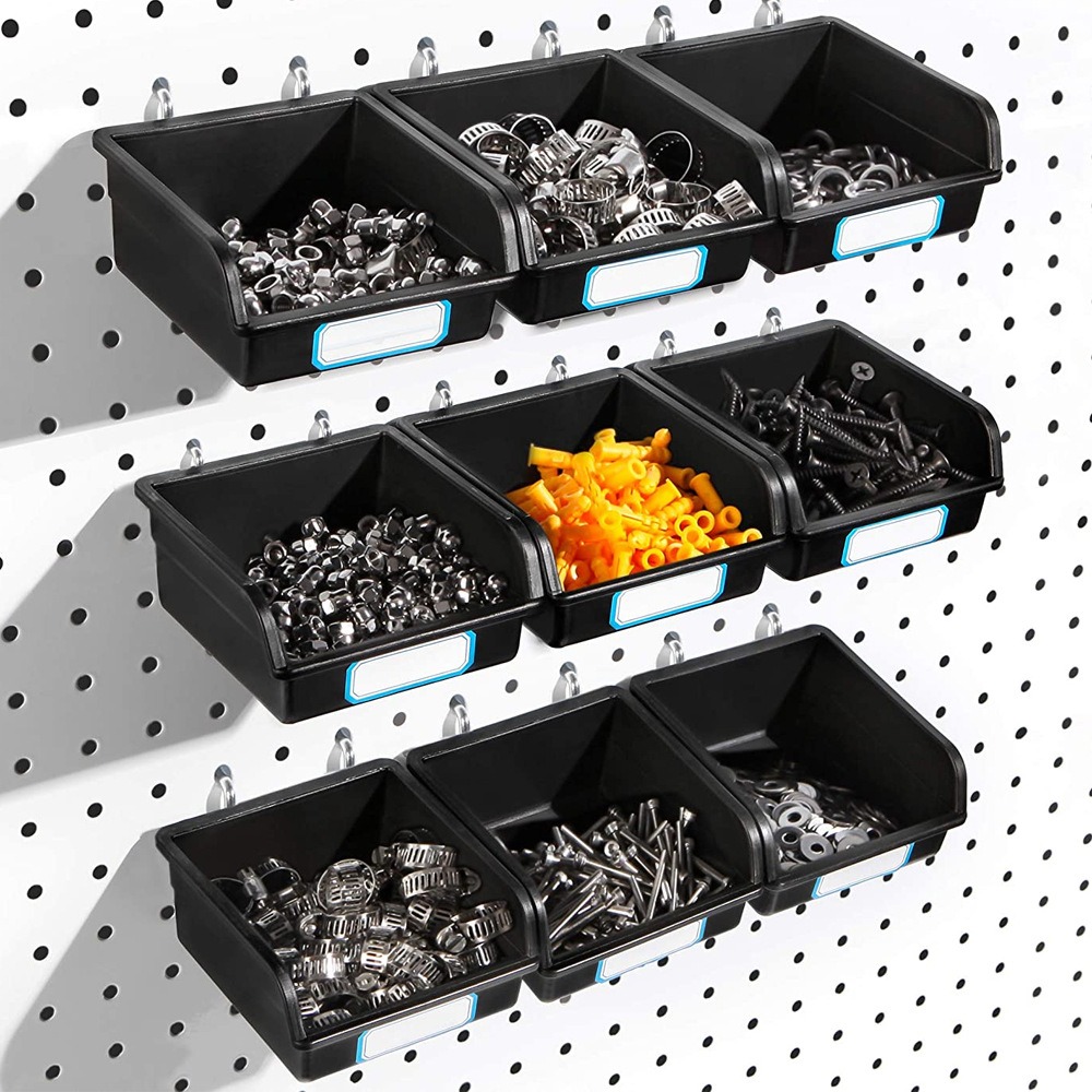 Tools Set Workshop - 1/6 セット ペグボード ビン フックとラベル付き ペグボード