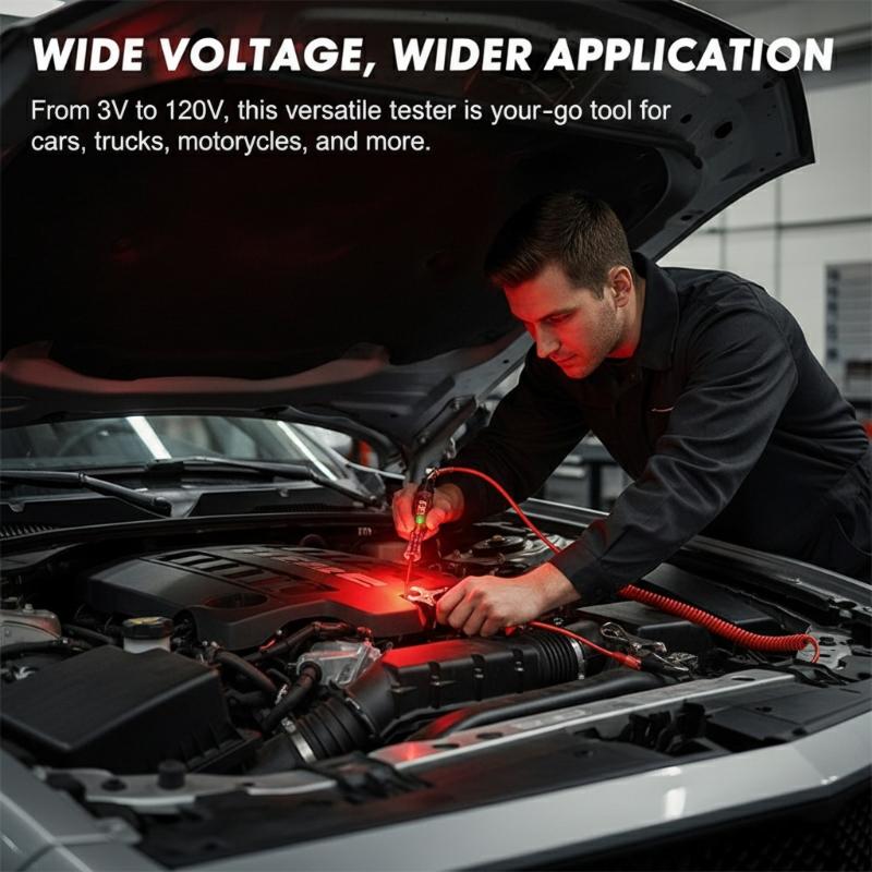 Workshop Tools Display - 3V 120V 電圧テスターペンデジタルディスプレイロングプローブポータブル電気回路検出ツール車の家庭や作業場での使用に最適