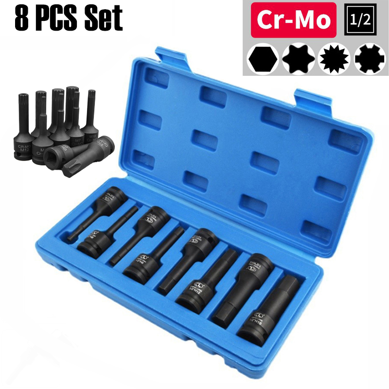 Hand Tools Maintenance Workshop - 1/2 ソケットレンチ 8本セット 六角ドライバー スターナットキー ドライバー