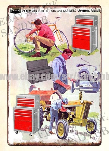 Tool Chest Cabinet - インテリアデザイン シアーズ クラフトマン ツールチェストとキャビネット メタルティンサイン