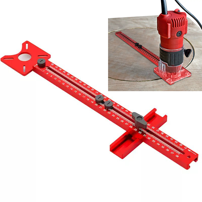Dowel Jig Kit - 3 in 1ルーターミリング溝ブラケット、半径ルーターサークルカッティングジグ、木工用アルミキャビネットハードウェアジグ