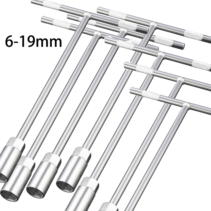 Hand Tools Maintenance Workshop - 6-19mm T型ソケットレンチ、六角ナットキードライバー、車、バイク、機械工場のメンテナンス用のポータブルハンドリペアツール