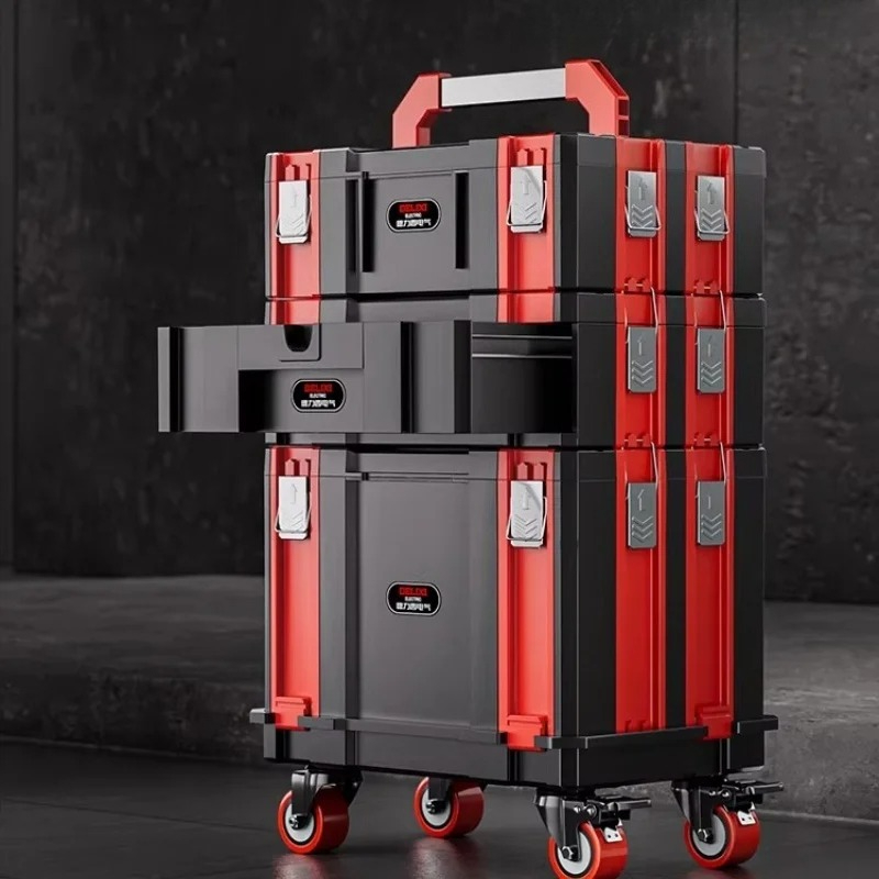 Workshop Garage Tools Manufacturer - モジュール式スタッカブルツールケースツールボックス、頑丈なロック付きメタルツールボックス、ポータブルオーガナイザー、ガレージ、自動車、家庭、作業場用ツールチェスト