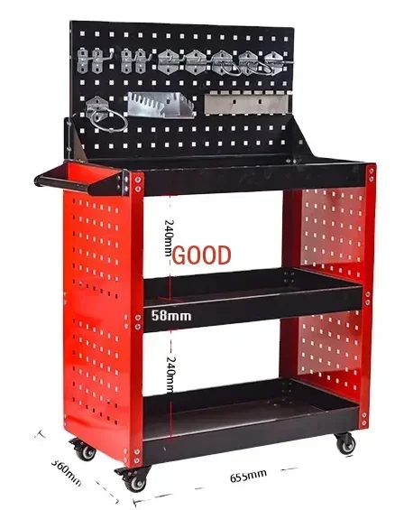 背板付きツールカート、ハンドルとホイール付きのワークショップ - Workshop Tools Board のレビューと価格