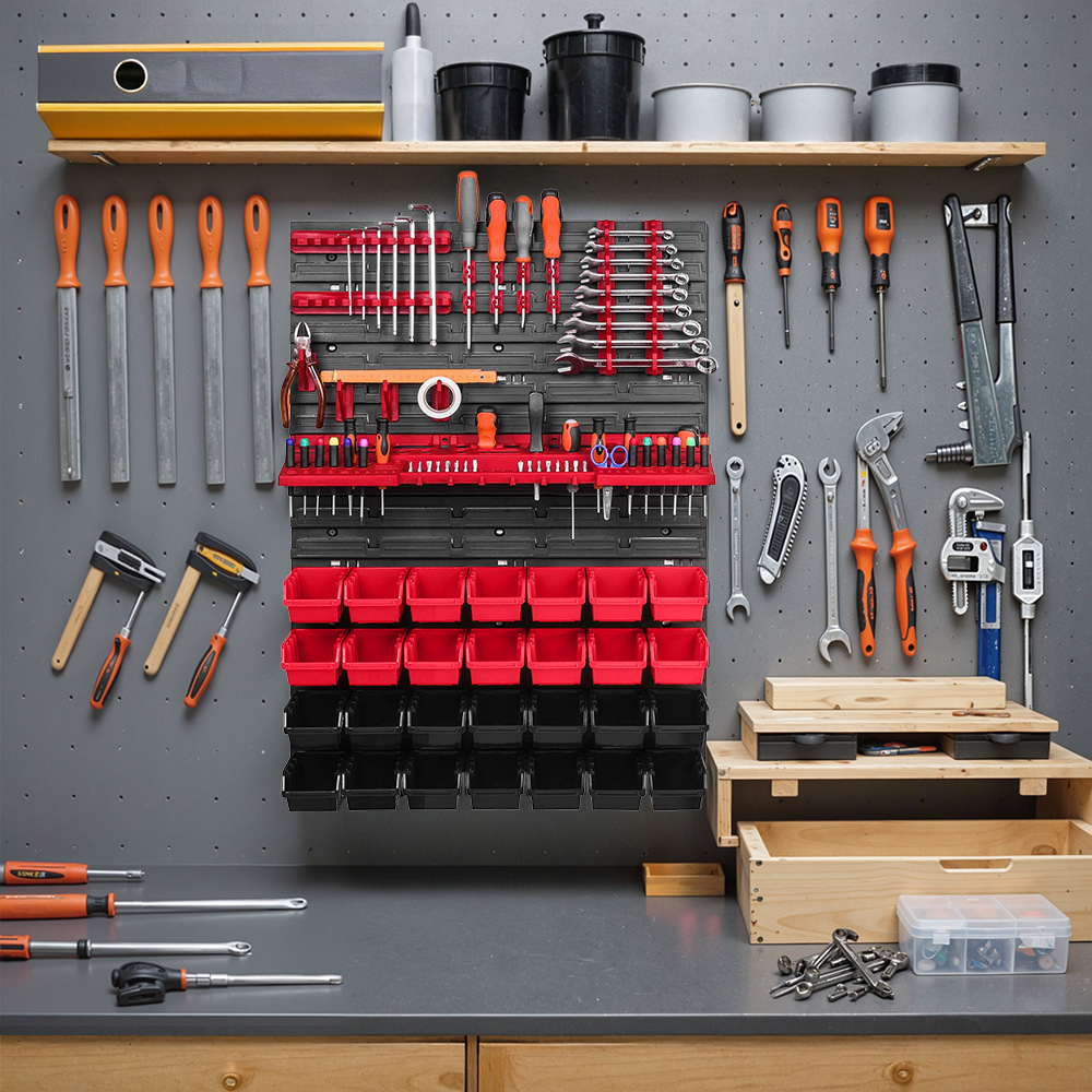ツール壁掛け収納棚 ツールホルダー 28個スタッキングボック - Workshop Tools Holder のレビューと価格