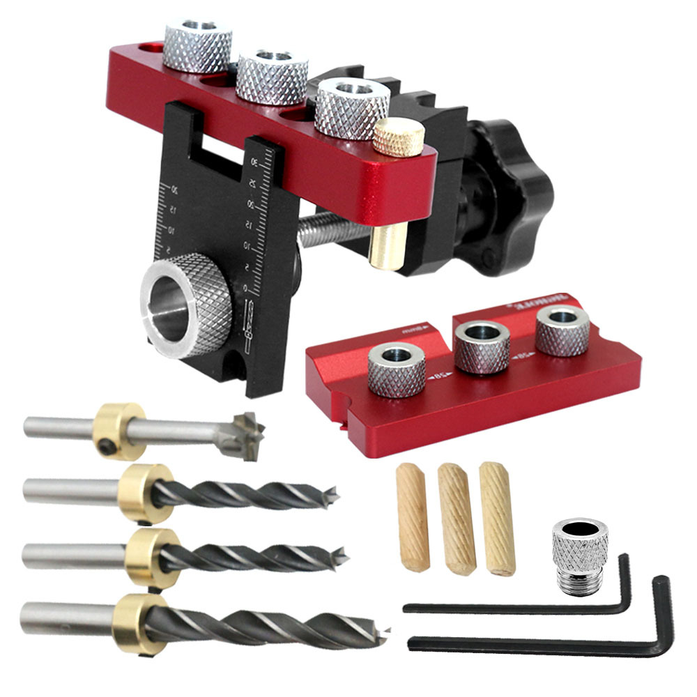 3 in 1万能ダボ＆ポケットホールジグ調整可能木工穴あけガ - Dowel Jig Kit のレビューと価格