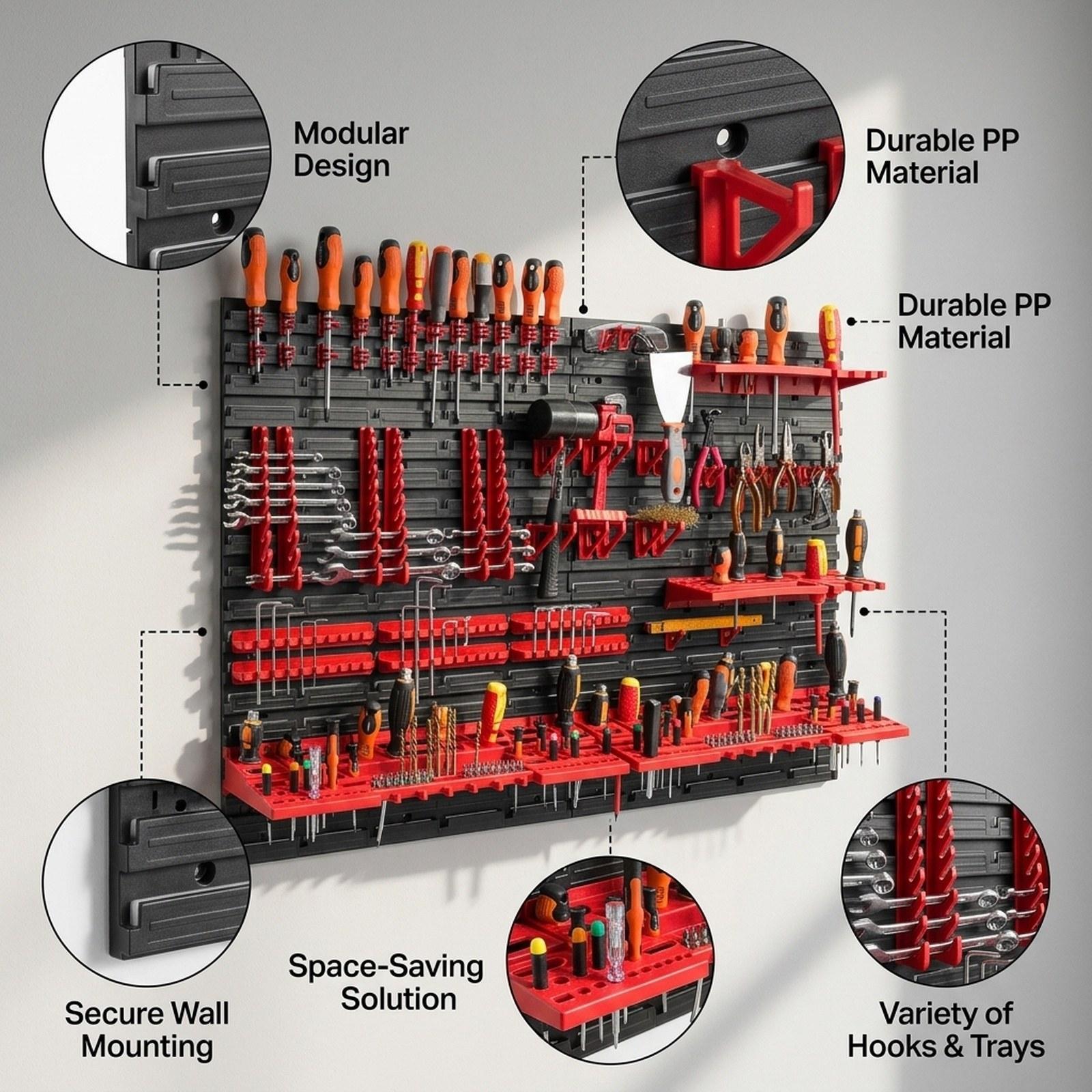 壁掛け式収納ビンと壁パネル付き多用途大容量パーツラック、ハー - Workshop Tools Board のレビューと価格